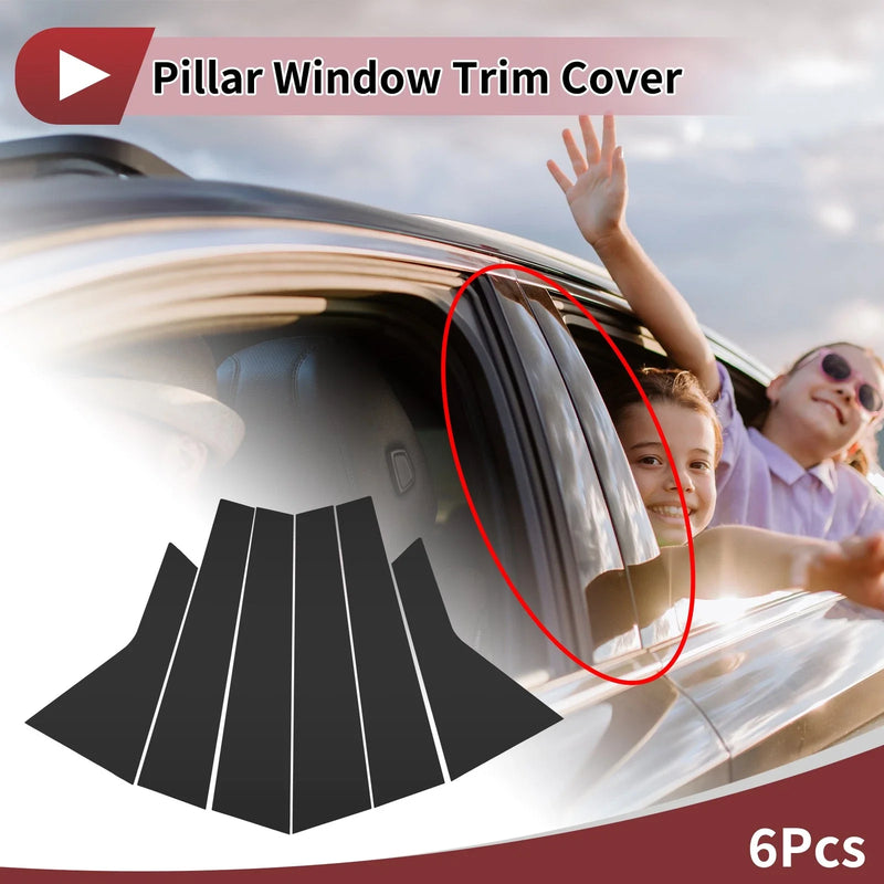 KIA K5 (2016-2019) Black 6 Pcs Door Pillar Window Trim