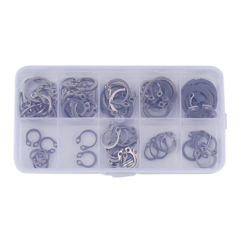 External Retaining Ring 8-18mm Assortment 100pcs Snap Storage Case Circlip