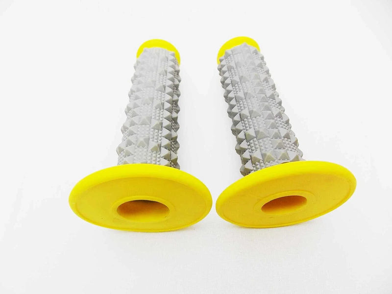 Suzuki RM370 Yellow Grey Diamond Handlebar Grip Set