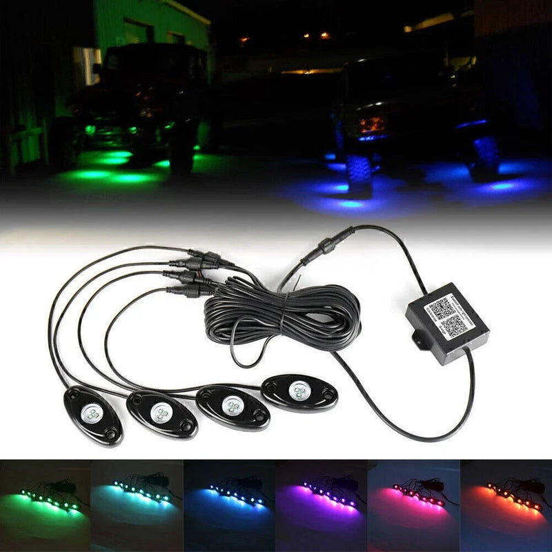 Offroad Vehicles - Wireless Music Flashing 4x RGB LED Rock Lights (N/A)