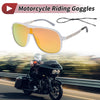 1 Set Motorcycle Riding Goggles Red Lens White Silver Tone Frame PC UV400