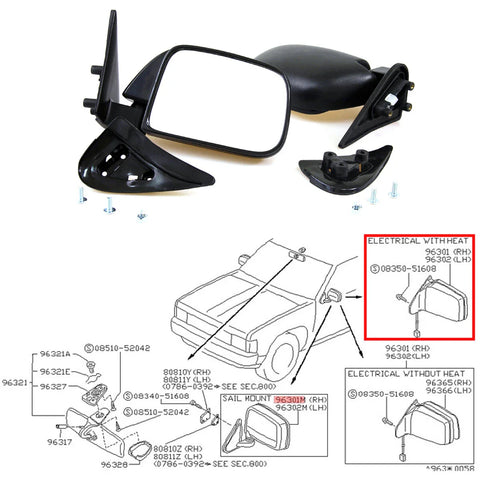 Toyota Hilux 5th Gen LN85 LN106 Surf 4Runner MightyX 1988-1998 Door Mirror