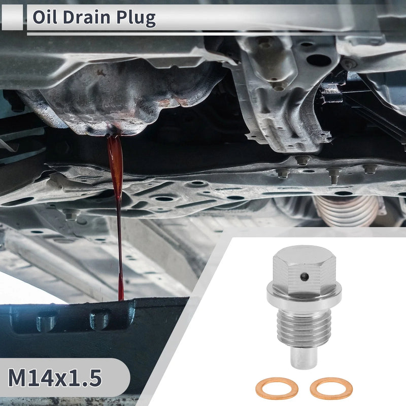 Car / Motorcycle Silver Tone M14x1.5 Engine Oil Drain Plug W/ Gasket