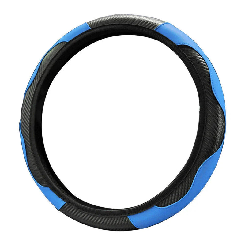 SUV Black Blue Microfiber Leather Steering Wheel Cover 15"