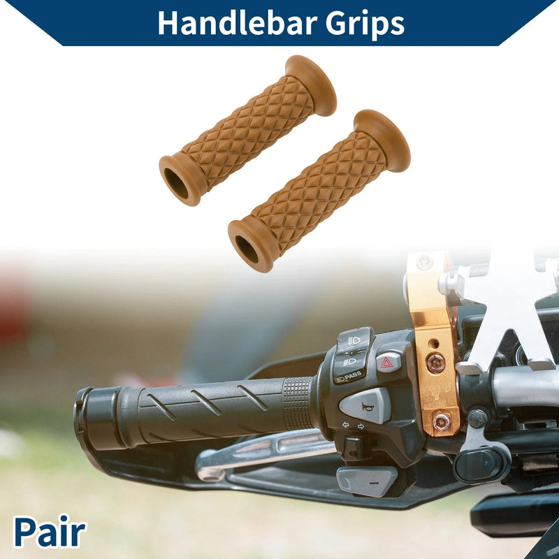 Motorcycle Handlebar Grips Rubber Light Brown 7/8" 22mm Hand Grip Cover