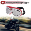 Motorcycle Riding Goggles Silver Tone Lens Red Silver Tone Frame PC PU Sponge