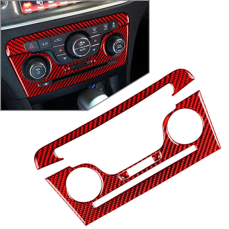 Dodge Charger (2011-2014) 4 x Red Interior Console CD AC Panel Cover Trim