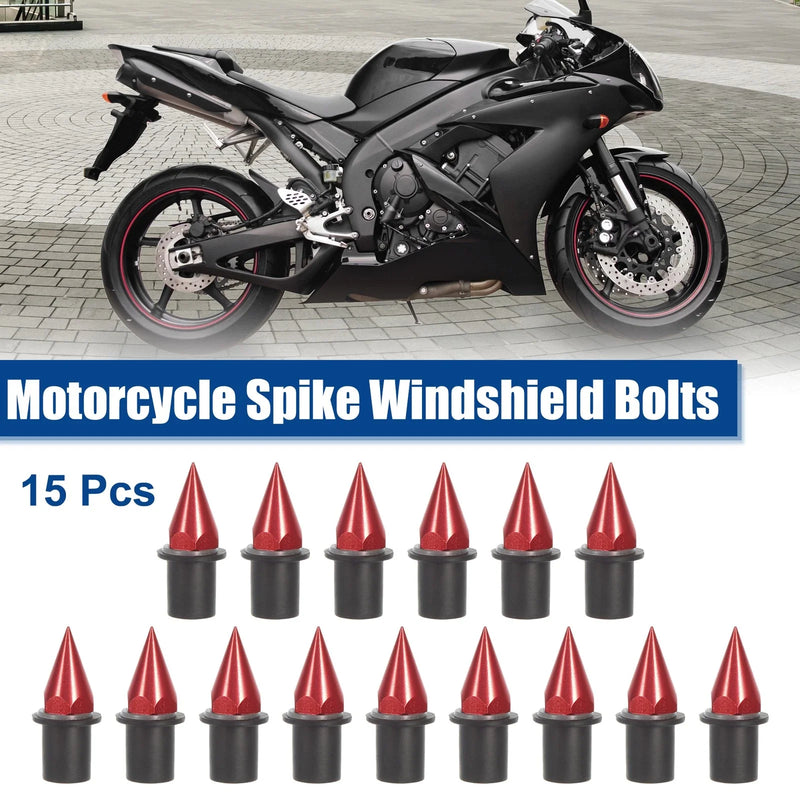 Motorcycle Fairing / Windshield Bolts M5 Screws Nuts Red - Pack of 15