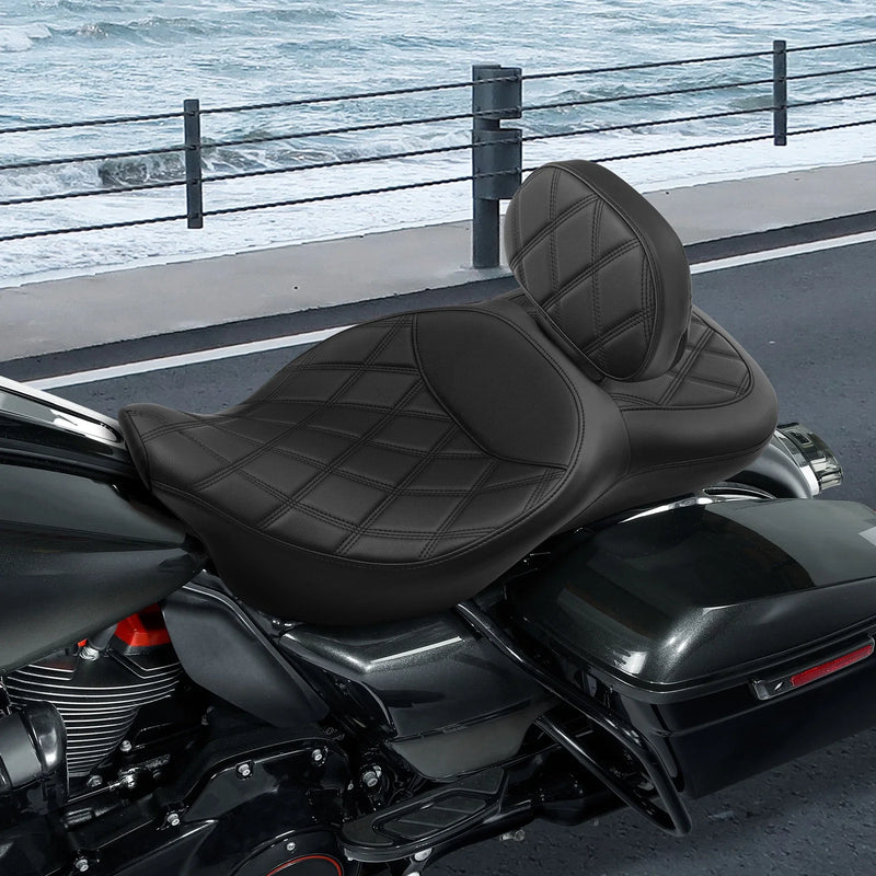 Harley Road Glide Driver Passenger Seat & Rider Backrest (2009-2023)