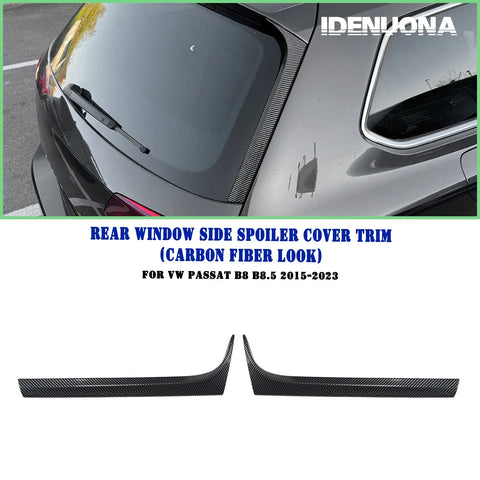 VW Passat B8 2 x Carbon Look Rear Window Side Spoiler Trim (2015-2023)