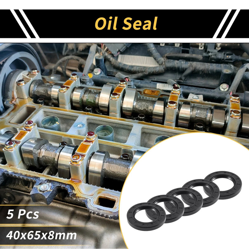 Oil Seal Rotary Shaft Seal NBR Rubber 40x65x8mm Black 5 Pcs