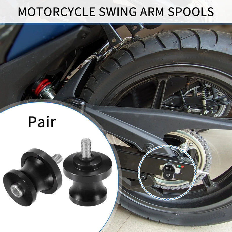 1 Pair Motorbike Swingarm Spools 10mm CNC Swing Arm Spools Slider Stand Black
