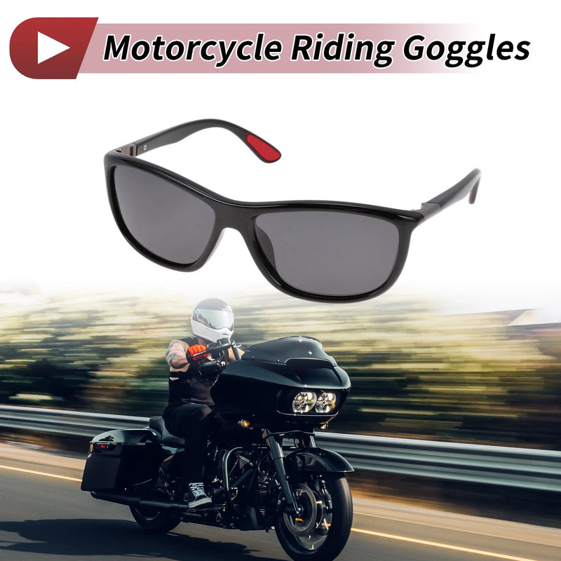 Motorcycle Riding Gray Lens Black Frame Tri-acetel Cellulose Goggles