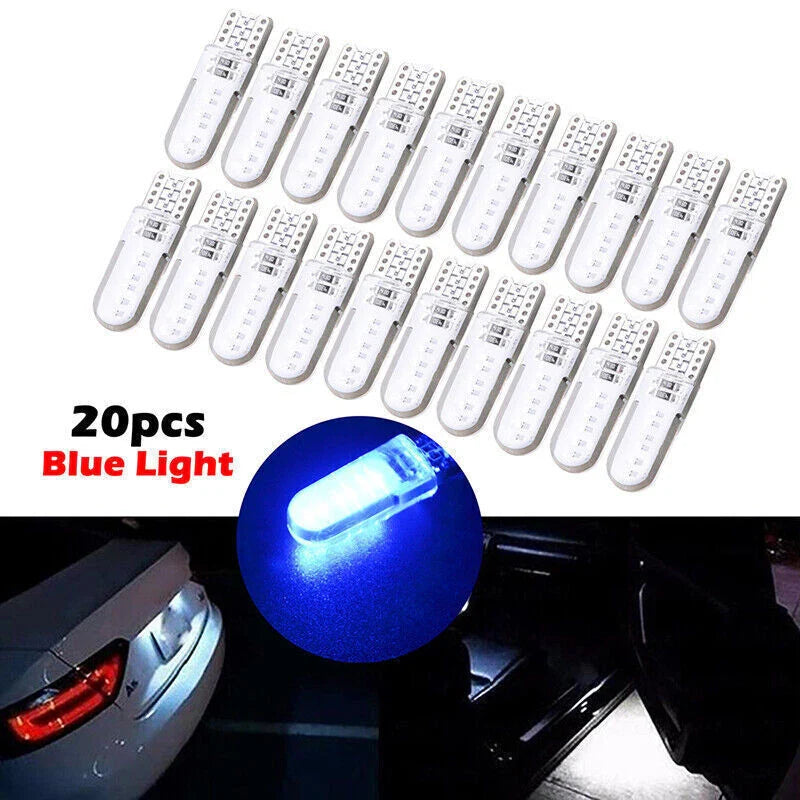 Car 12V 20 x T10 COB Blue LED License Plate Lights (194, 168, W5W)