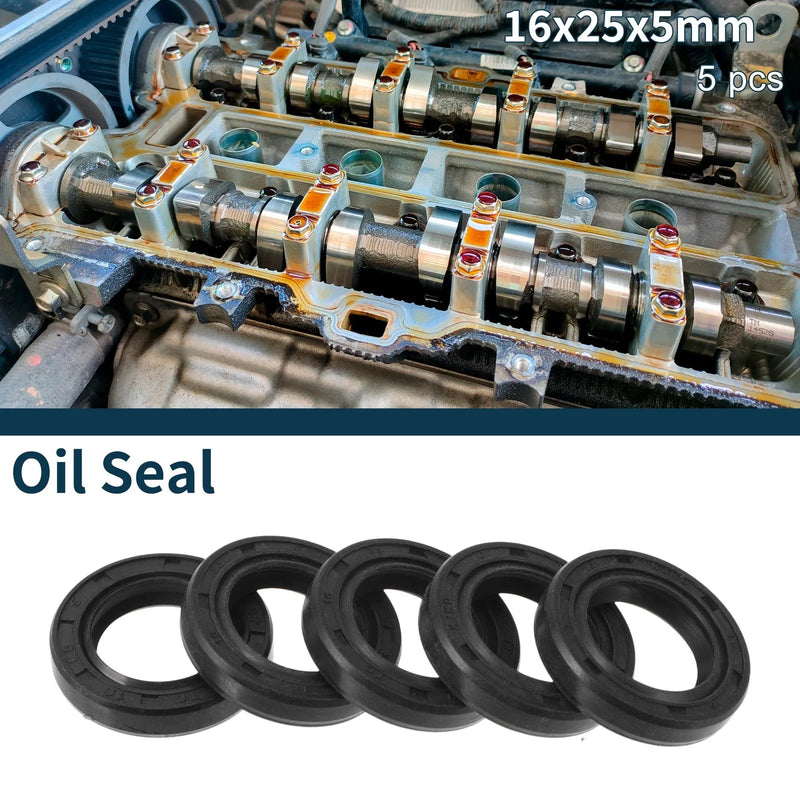 Make Model Oil Seal 16x25x5mm NBR Black 5Pcs