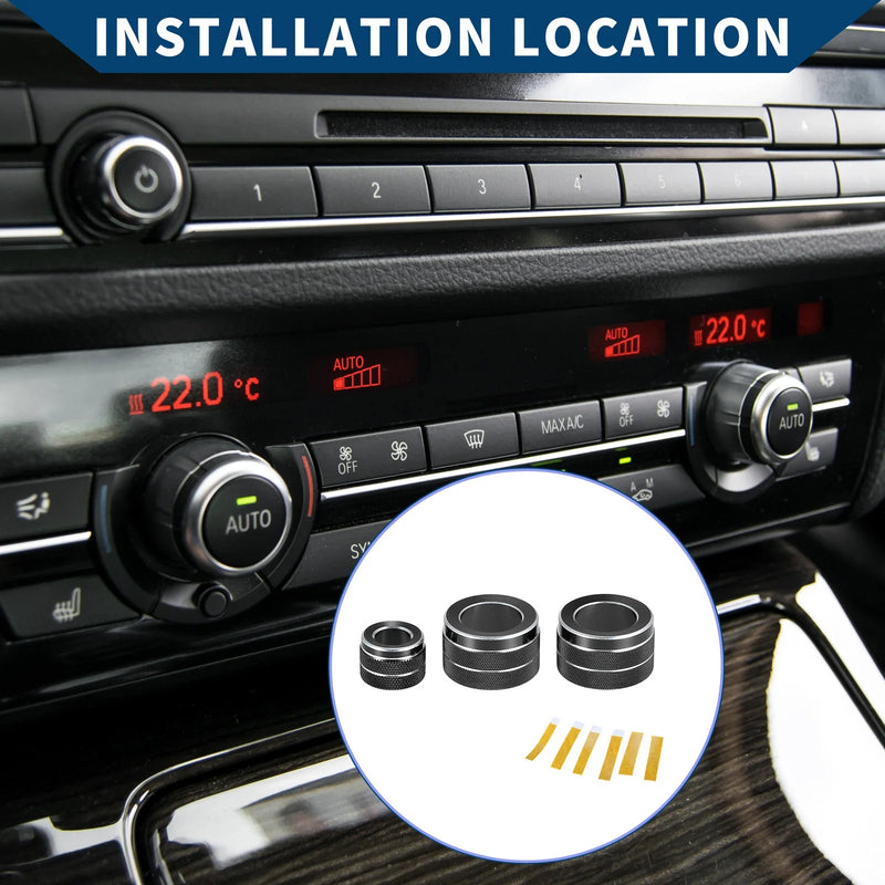 BMW F10 (2008-2015) 3 Pcs AC Radio Volume Control Knob Cover Ring