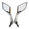 Motorcycle Pair 2 x Gold Tone Black Plastic Rearview Side Mirrors 8mm