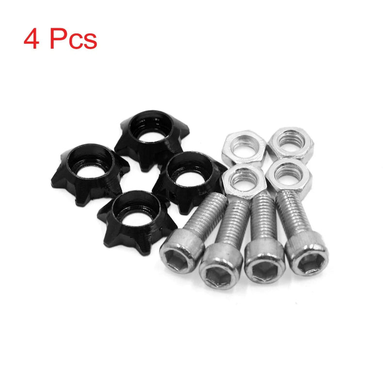 Motorcycle 4Pcs Black 6mm Thread Motorcycle Hex License Plate Bolts Screws