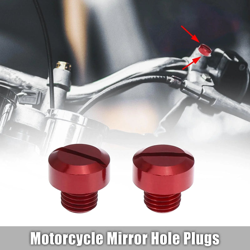 Motorcycle 2 x M10x1.25 Motorcycle Left Side Mirror Hole Plugs Screws Red