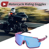 Motorcycle Riding Goggles Blue Lens Pink with Yellow Spots Frame Sunglasses