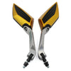 Motorcycle Pair 2 x Gold Tone Black Plastic Rearview Side Mirrors 8mm