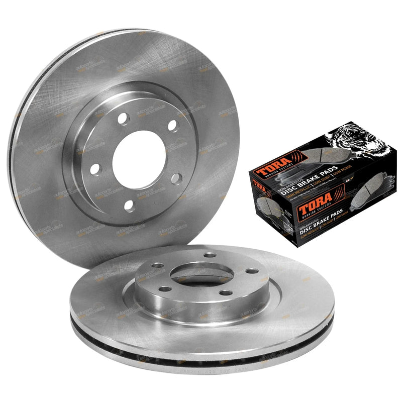 Mazda 3 Front Disc Rotors + Tora Brake Pads Set (2004-2011)