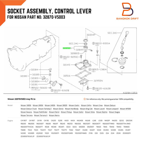 Nissan Navara D21 D22 Patrol Socket Control Lever Shifter Bushing Pin