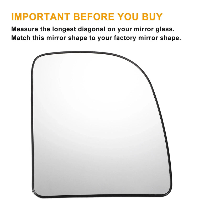 Ford E150 E250 E350 Left Right White Mirror Glass w/ Back Heated (2008-2023)