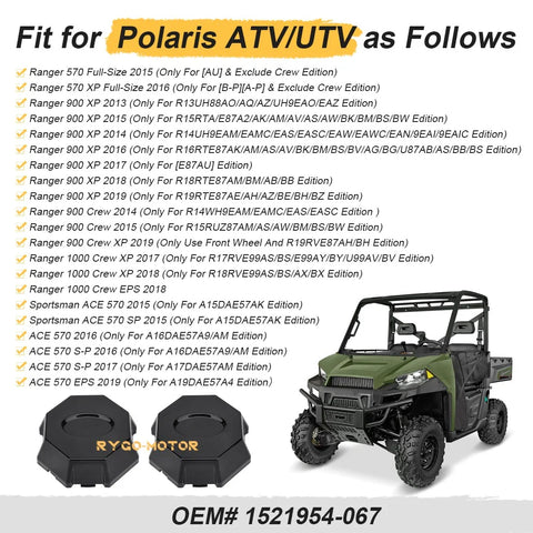 Polaris Ranger 570 900 1000 Crew XP 2 x Wheel Rim Caps (2013–2019)