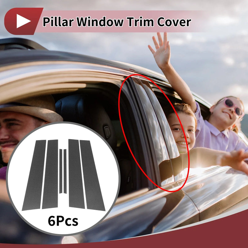 Lexus IS (2014-2020) Black Carbon Fiber 6 Pcs Car Door Pillar Window Trim