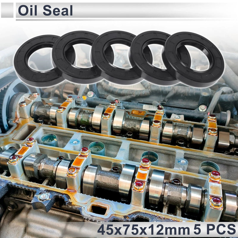 MakeModel Oil Seal 45x75x12mm 5 Pcs NBR Rubber Seal Ring Rotary Shaft
