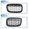 BMW X5 X6 (2008-2013) Black Silver Tone 1 Pair Hood Bumper Grille