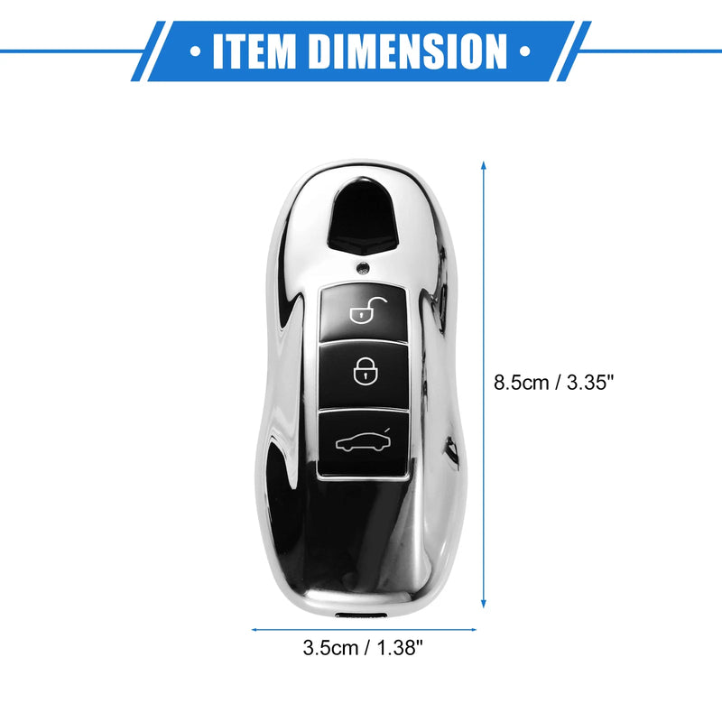 Porsche Macan (2014-2022) TPU Silver Tone 3 x Button Car Remote Key Fob Cover
