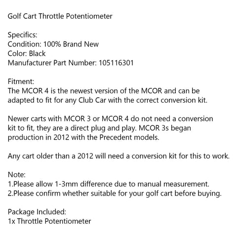 Club Car DS / Precedent Throttle Potentiometer (2004-2023)