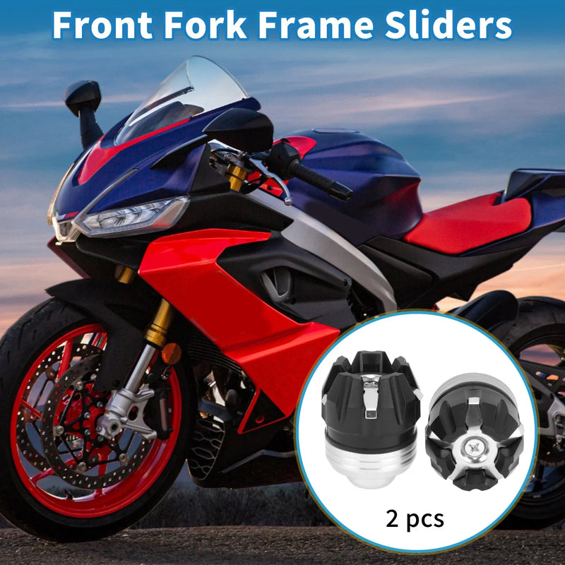 All Models 2 x Frame Sliders Front-Fork Protection Plastic Silver Tone