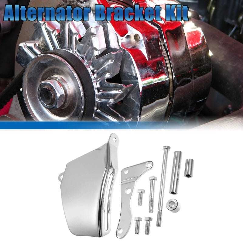 Chevy SBC 305 Polished Long Water Pump Alternator Bracket Kit