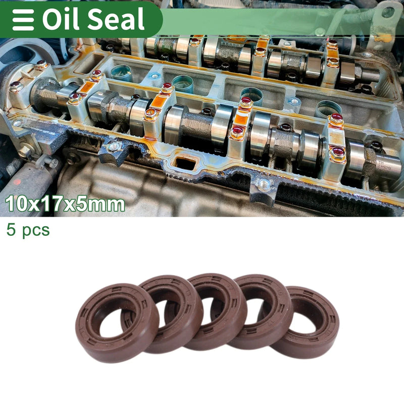 Make Model Oil Seal 5 x 10x17x5mm Fluorine Rubber Brown