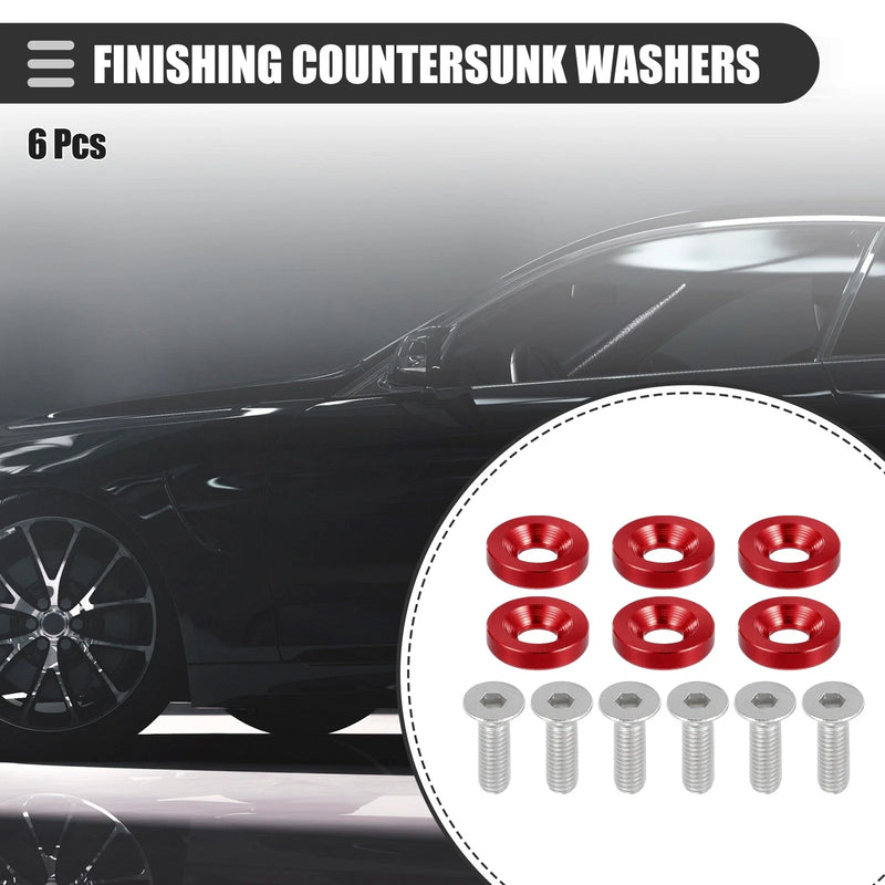 Motorcycle Red 6 x Universal Finishing Countersunk Washers Fasteners