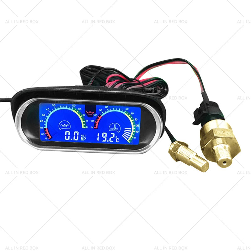 Truck Car Voltmeter Display 2-in-1 Digital Water Temp & Oil Pressure Gauge