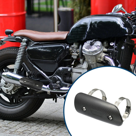 Motorcycle Muffler Heat Guard / 145x62mm / with Clamp Black