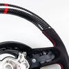 Mini R50 R53 Carbon Flat Bottom 3 Spoke Suede Red Steering Wheel (02-08)