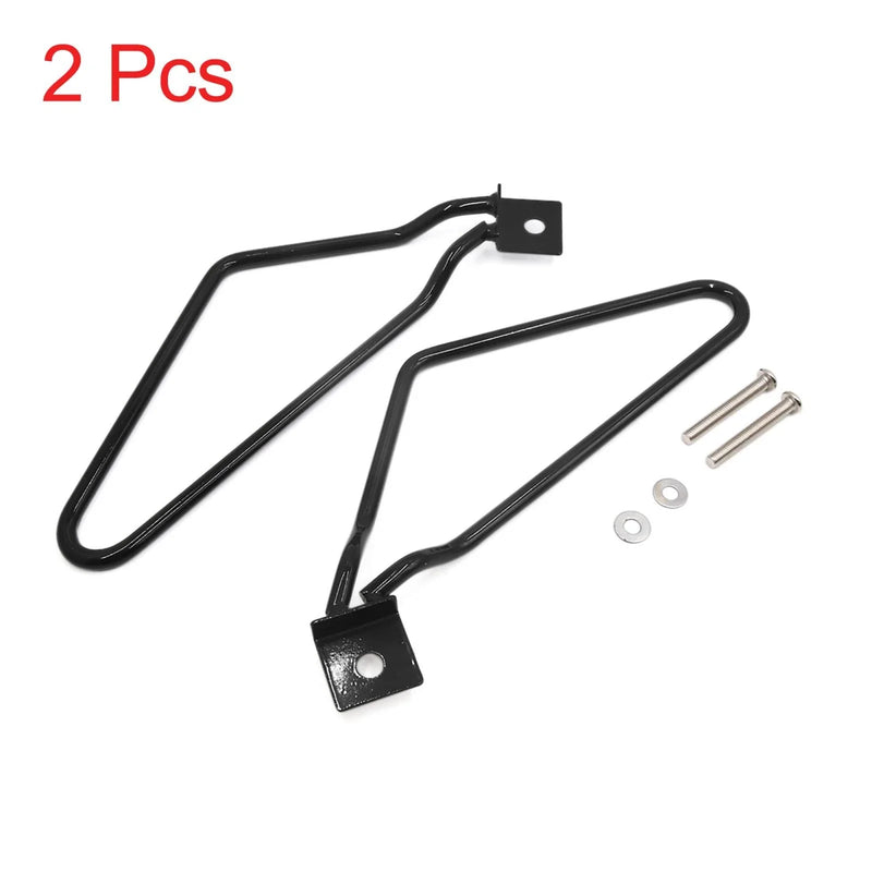 Motorcycle Scooter 2 x Metal Black Saddle Mount Side Bag Luggage Bracket