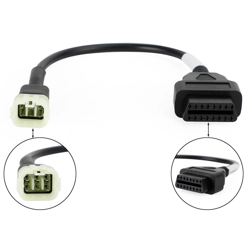 Kawasaki Motorcycle Scooter ATV 6 Pin OBD2 Diagnostic Plug Adapter