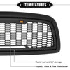 Dodge Ram 3500 Matte Black Front Grille Assembly with LED Lights (2010)