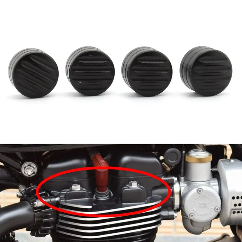 T120 Thruxton Scrambler Street Cup Billet Head Bolt Cover Caps Black