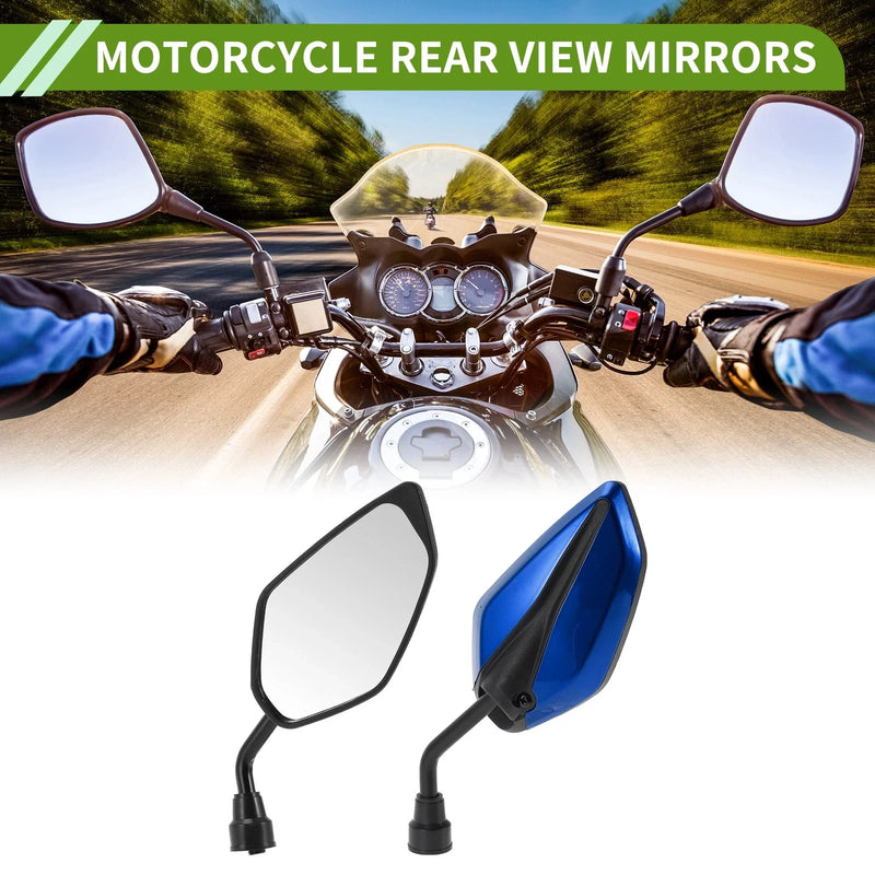 M10 Rear View Mirrors Leaf Shape Blue Iron Plastic 1 Set