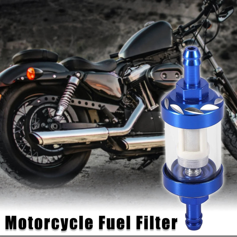 Motorcycle Dirt Bike Blue Fuel Filters Engine Inline Gas Fuel Line Filter
