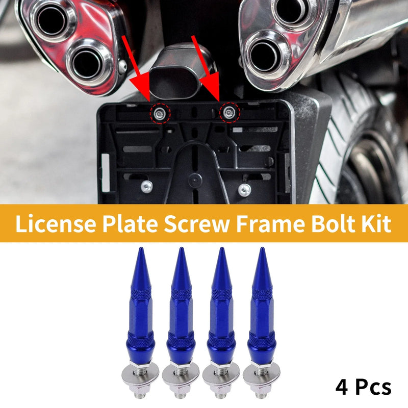 Universal Motorcycle M6 License Plate Screws Cover 82mm Deep Blue 4 Pcs