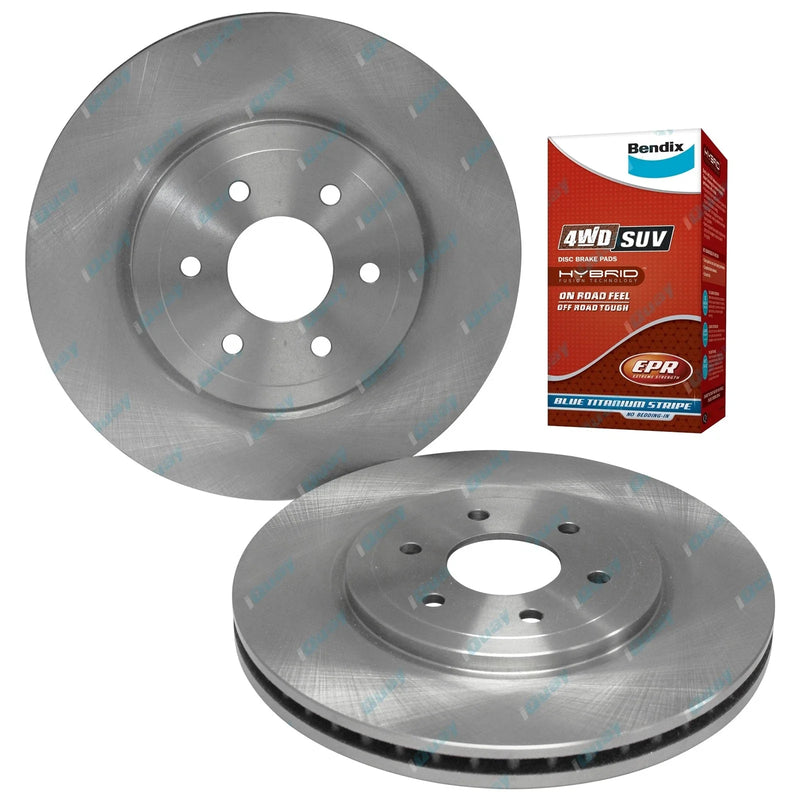 Nissan Navara D40 2005~2015 2 Front Disc Brake Rotors + 4WD Pads Pack