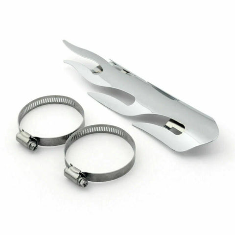 Motorcycle 9.75" Chrome Flame Guard Exhaust Pipe Heat Shield Cover